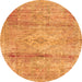 Machine Washable Medallion Orange Traditional Area Rugs, wshtr3779org