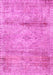 Machine Washable Medallion Pink Traditional Rug, wshtr3779pnk