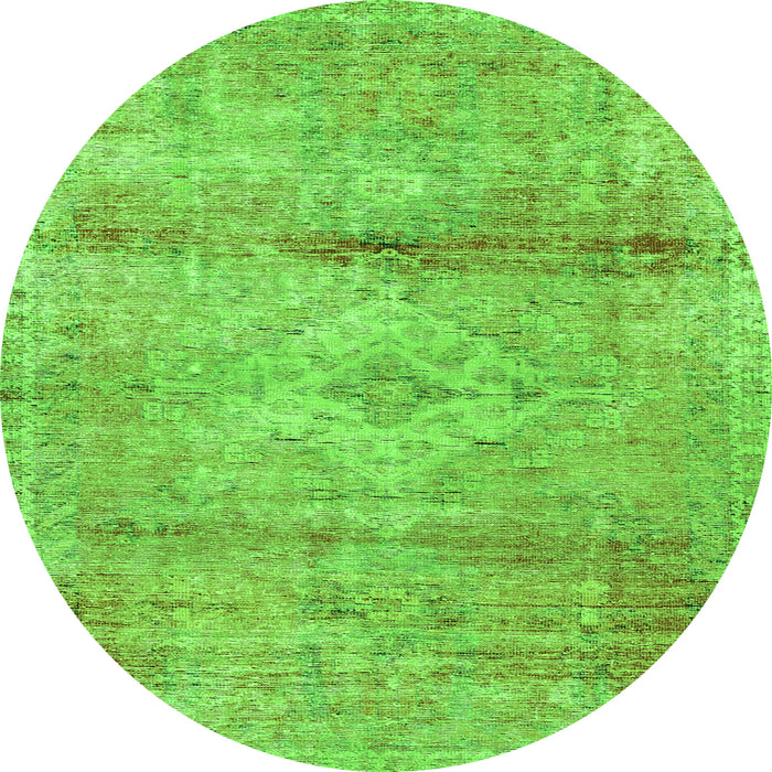Square Medallion Green Traditional Rug, tr3779grn
