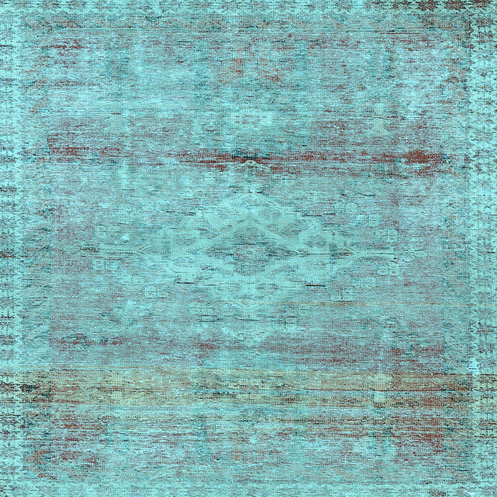 Square Medallion Light Blue Traditional Rug, tr3779lblu