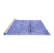 Sideview of Machine Washable Medallion Blue Traditional Rug, wshtr3779blu