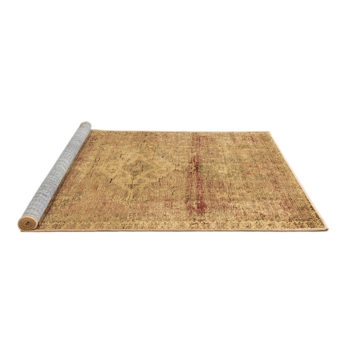 Sideview of Machine Washable Medallion Brown Traditional Rug, wshtr3779brn