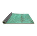 Sideview of Medallion Turquoise Traditional Rug, tr3779turq