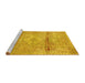 Sideview of Machine Washable Medallion Yellow Traditional Rug, wshtr3779yw