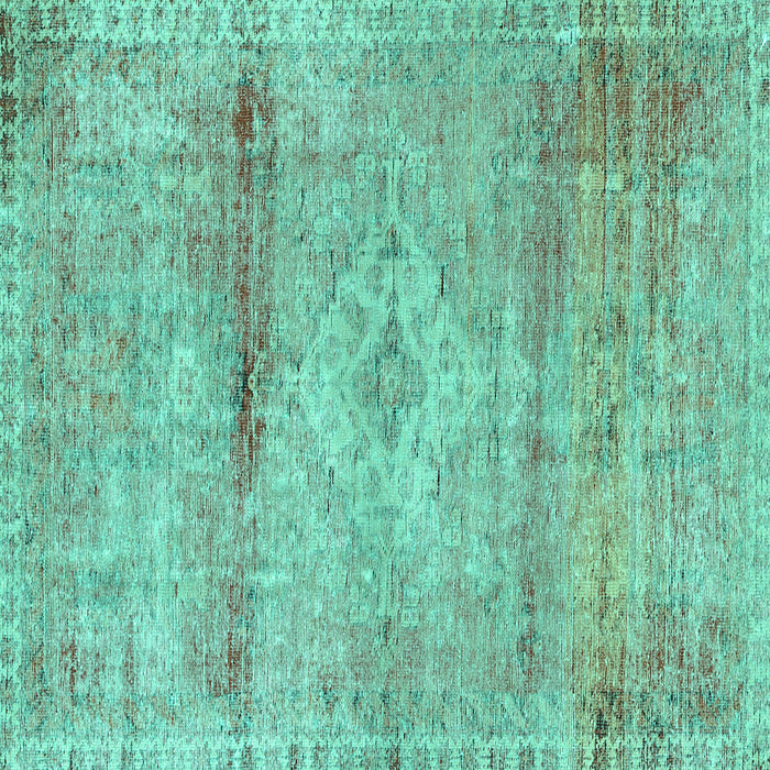 Square Medallion Turquoise Traditional Rug, tr3779turq