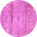 Round Medallion Pink Traditional Rug, tr3779pnk