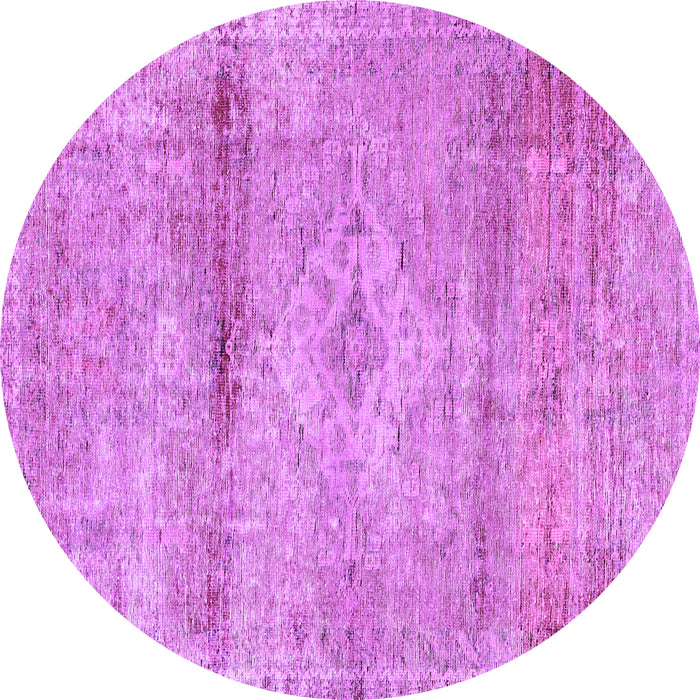 Round Medallion Purple Traditional Rug, tr3779pur