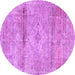 Round Medallion Purple Traditional Rug, tr3779pur