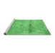 Sideview of Machine Washable Medallion Emerald Green Traditional Area Rugs, wshtr3779emgrn