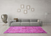 Machine Washable Persian Pink Traditional Rug in a Living Room, wshtr377pnk