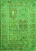 Serging Thickness of Machine Washable Persian Green Traditional Area Rugs, wshtr377grn