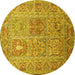 Round Persian Yellow Traditional Rug, tr377yw