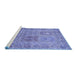 Sideview of Machine Washable Persian Blue Traditional Rug, wshtr377blu