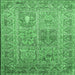 Square Machine Washable Persian Emerald Green Traditional Area Rugs, wshtr377emgrn