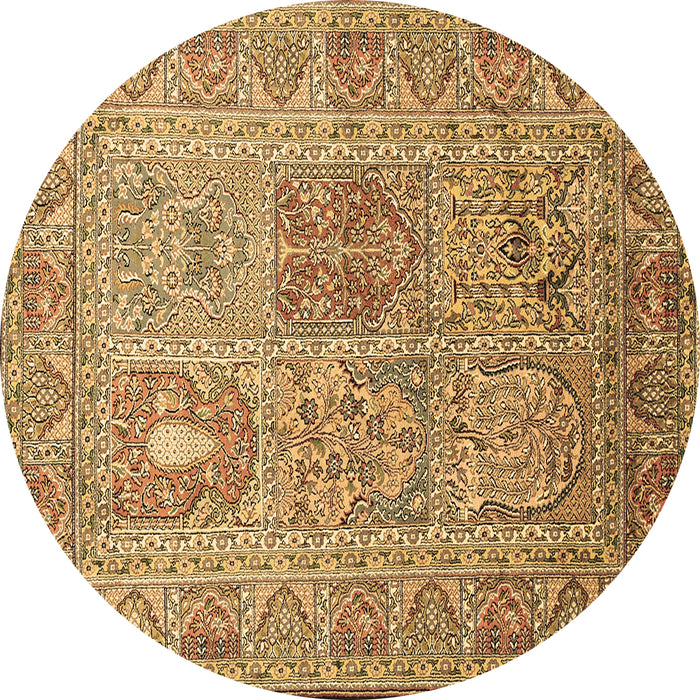 Round Persian Brown Traditional Rug, tr377brn
