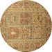 Round Persian Brown Traditional Rug, tr377brn