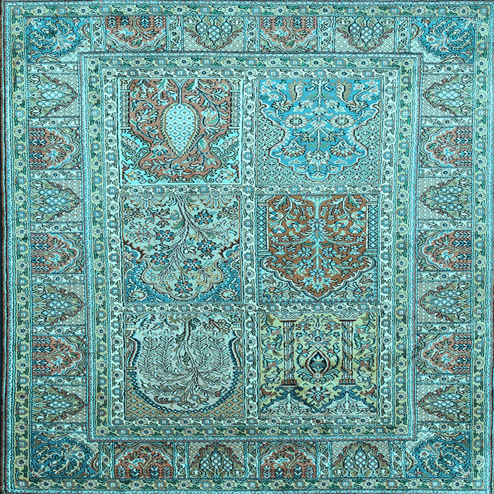 Square Machine Washable Persian Light Blue Traditional Rug, wshtr377lblu