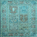 Square Machine Washable Persian Light Blue Traditional Rug, wshtr377lblu