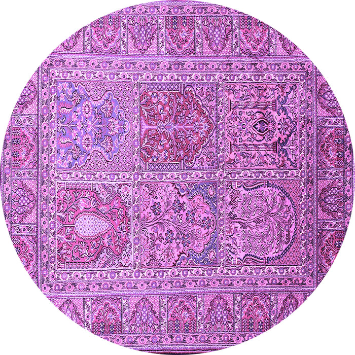 Round Machine Washable Persian Purple Traditional Area Rugs, wshtr377pur