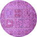 Round Machine Washable Persian Purple Traditional Area Rugs, wshtr377pur