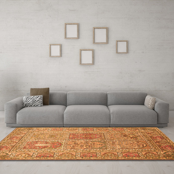 Machine Washable Persian Orange Traditional Area Rugs in a Living Room, wshtr377org