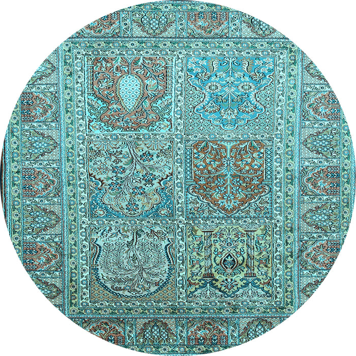 Round Machine Washable Persian Light Blue Traditional Rug, wshtr377lblu