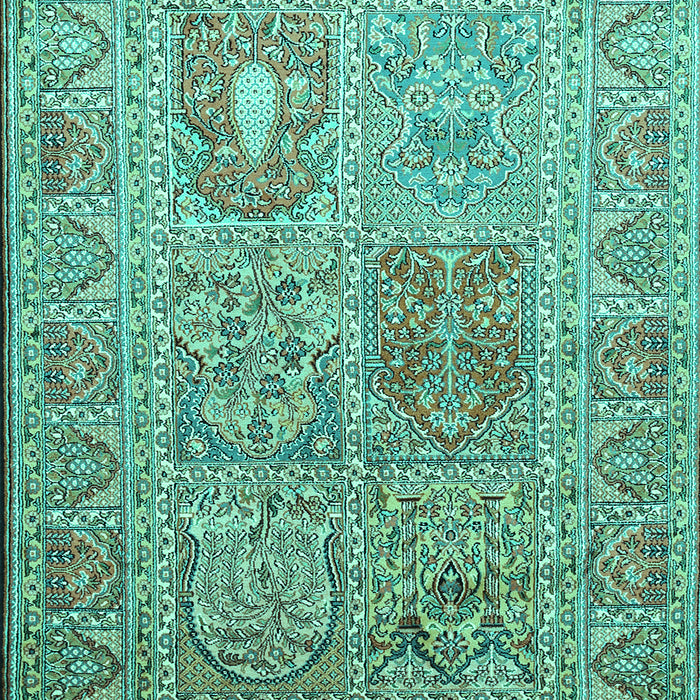 Machine Washable Persian Turquoise Traditional Area Rugs, wshtr377turq