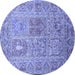 Round Machine Washable Persian Blue Traditional Rug, wshtr377blu