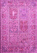 Machine Washable Persian Pink Traditional Rug, wshtr377pnk