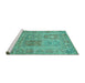 Sideview of Machine Washable Persian Turquoise Traditional Area Rugs, wshtr377turq