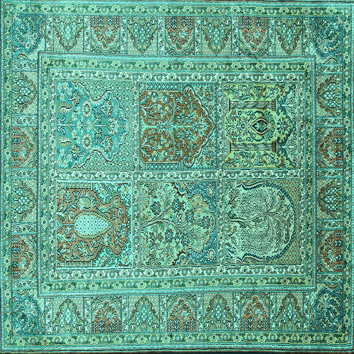 Square Persian Turquoise Traditional Rug, tr377turq