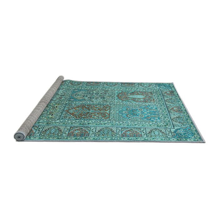 Sideview of Machine Washable Persian Light Blue Traditional Rug, wshtr377lblu