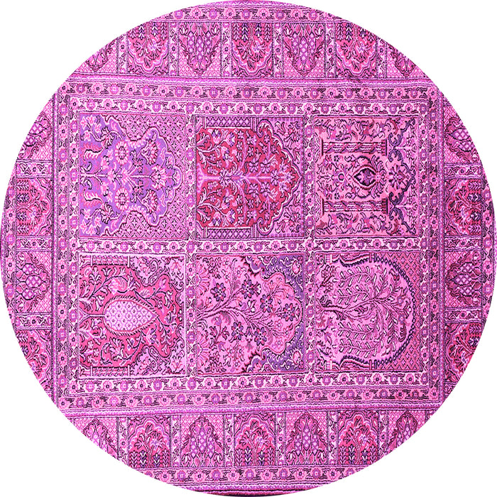 Round Persian Pink Traditional Rug, tr377pnk