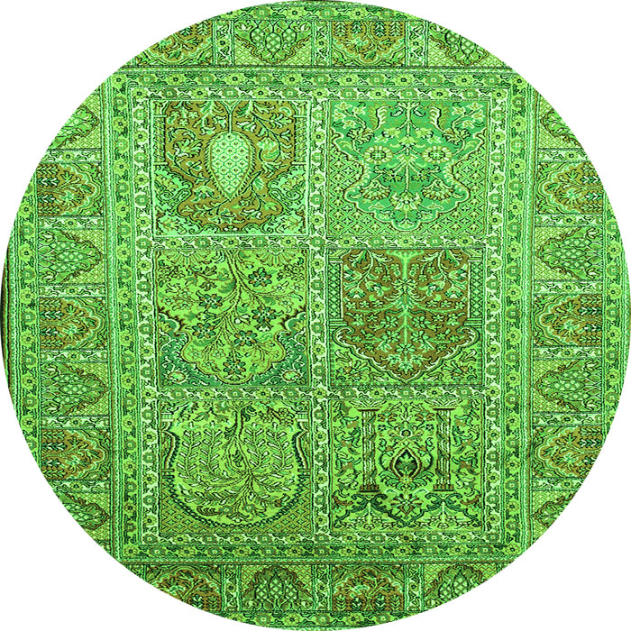 Square Persian Green Traditional Rug, tr377grn