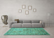 Machine Washable Persian Turquoise Traditional Area Rugs in a Living Room,, wshtr377turq