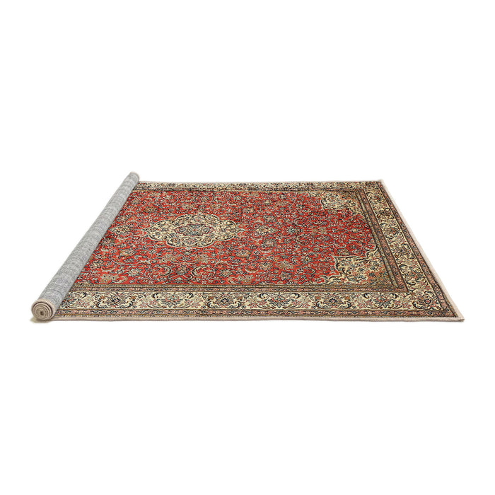 Sideview of Machine Washable Traditional Brown Rug, wshtr378