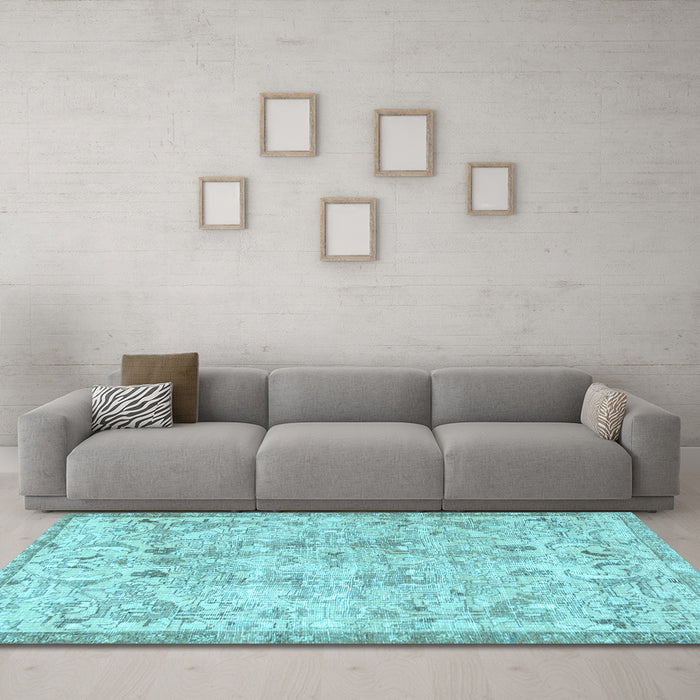 Machine Washable Persian Light Blue Traditional Rug in a Living Room, wshtr3780lblu