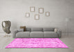 Machine Washable Persian Pink Traditional Rug in a Living Room, wshtr3780pnk