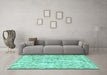 Machine Washable Persian Turquoise Traditional Area Rugs in a Living Room,, wshtr3780turq