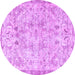 Round Machine Washable Persian Purple Traditional Area Rugs, wshtr3780pur