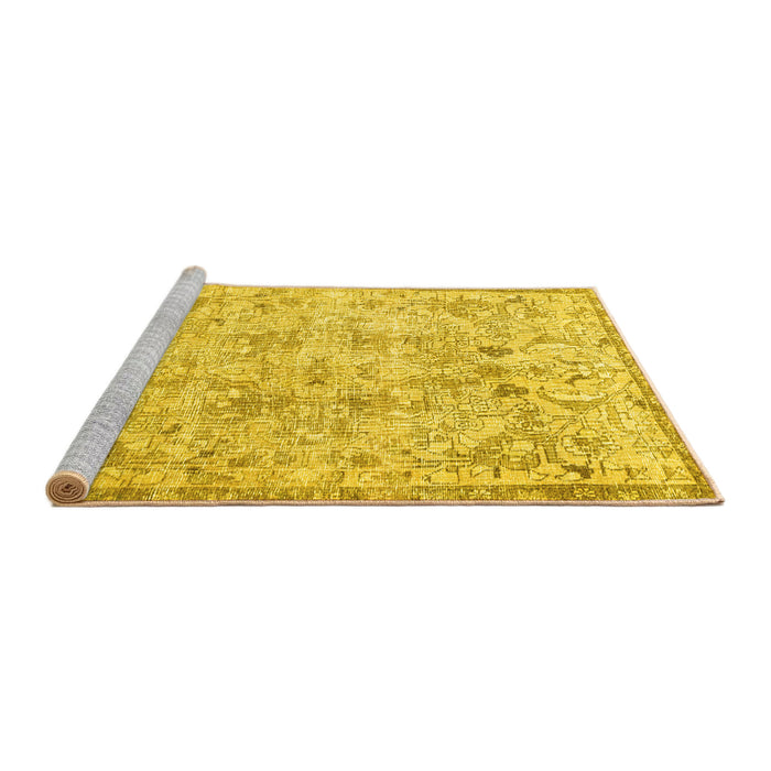 Sideview of Machine Washable Persian Yellow Traditional Rug, wshtr3780yw