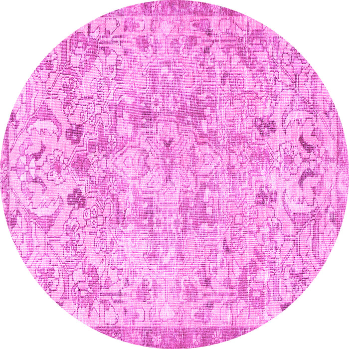 Round Machine Washable Persian Pink Traditional Rug, wshtr3780pnk