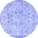 Round Persian Blue Traditional Rug, tr3780blu