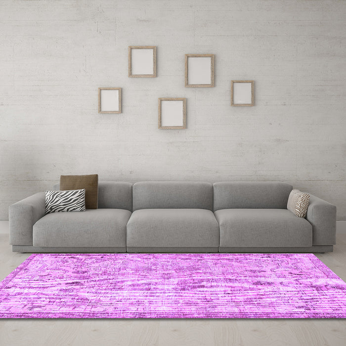 Machine Washable Persian Purple Traditional Area Rugs in a Living Room, wshtr3780pur