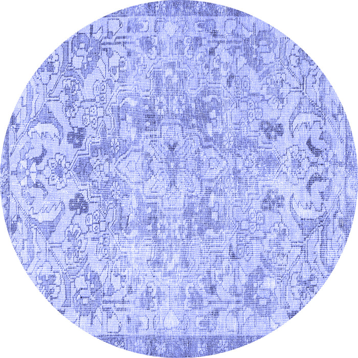 Round Machine Washable Persian Blue Traditional Rug, wshtr3780blu