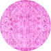 Round Persian Pink Traditional Rug, tr3780pnk