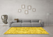 Machine Washable Persian Yellow Traditional Rug in a Living Room, wshtr3780yw