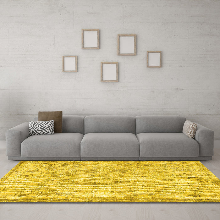 Machine Washable Persian Yellow Traditional Rug in a Living Room, wshtr3780yw