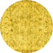 Round Persian Yellow Traditional Rug, tr3780yw