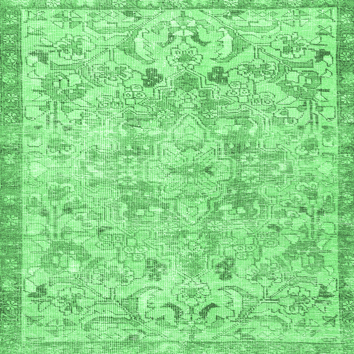 Square Machine Washable Persian Emerald Green Traditional Area Rugs, wshtr3780emgrn
